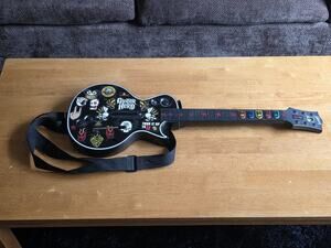 Xbox 360 Guitar Hero Gibson Les Paul Guitar Controller Black Vintage With Strap